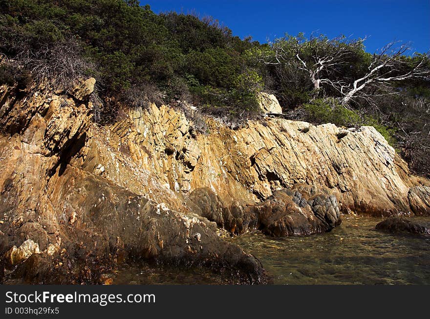 Landscape with rocks on the island of the Cote d'Azure. Landscape with rocks on the island of the Cote d'Azure