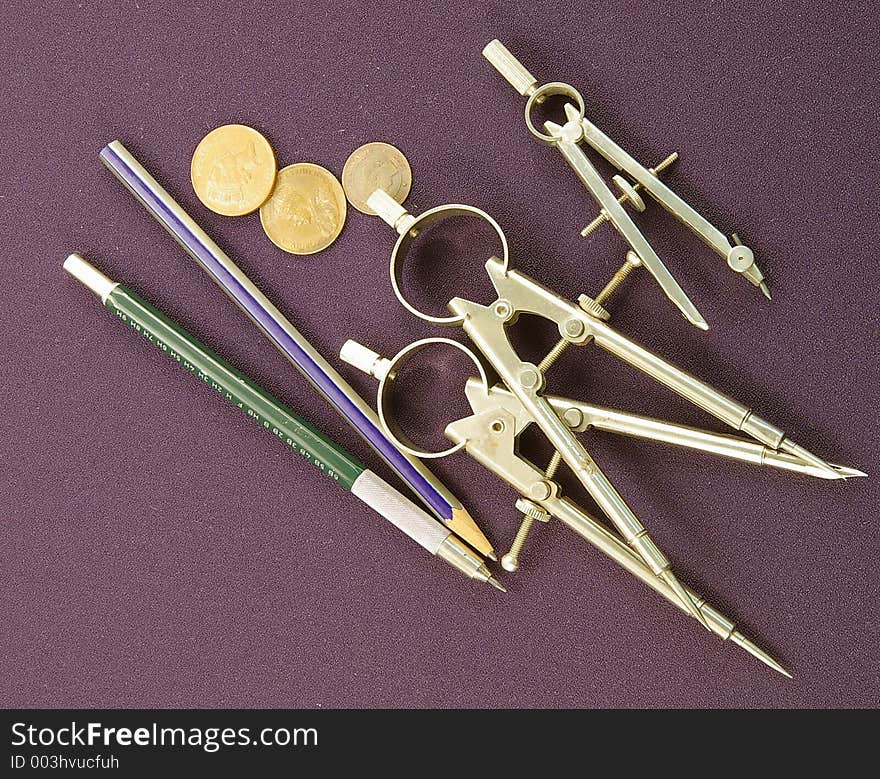 Drafting Instruments And Coins