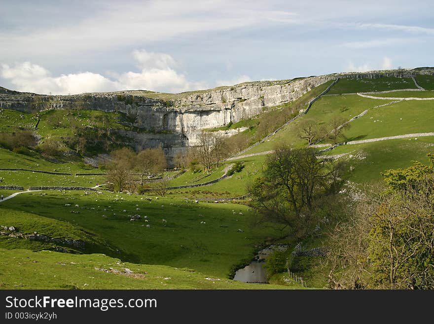 Malham Cove In Yorkshire Dales National Park