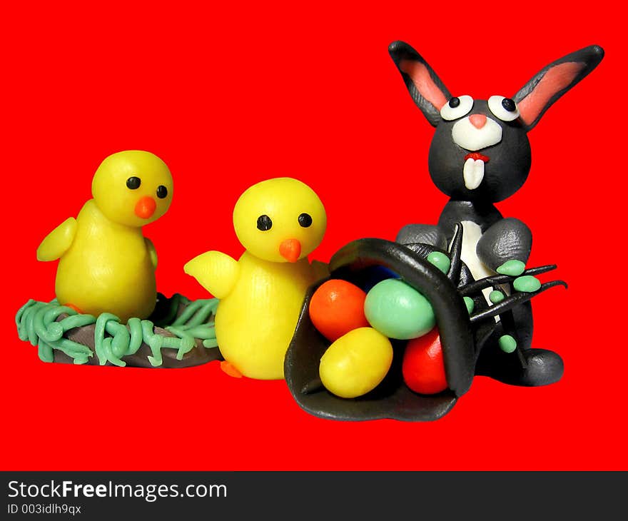 Easter two chicks bunny 2 - plasticine