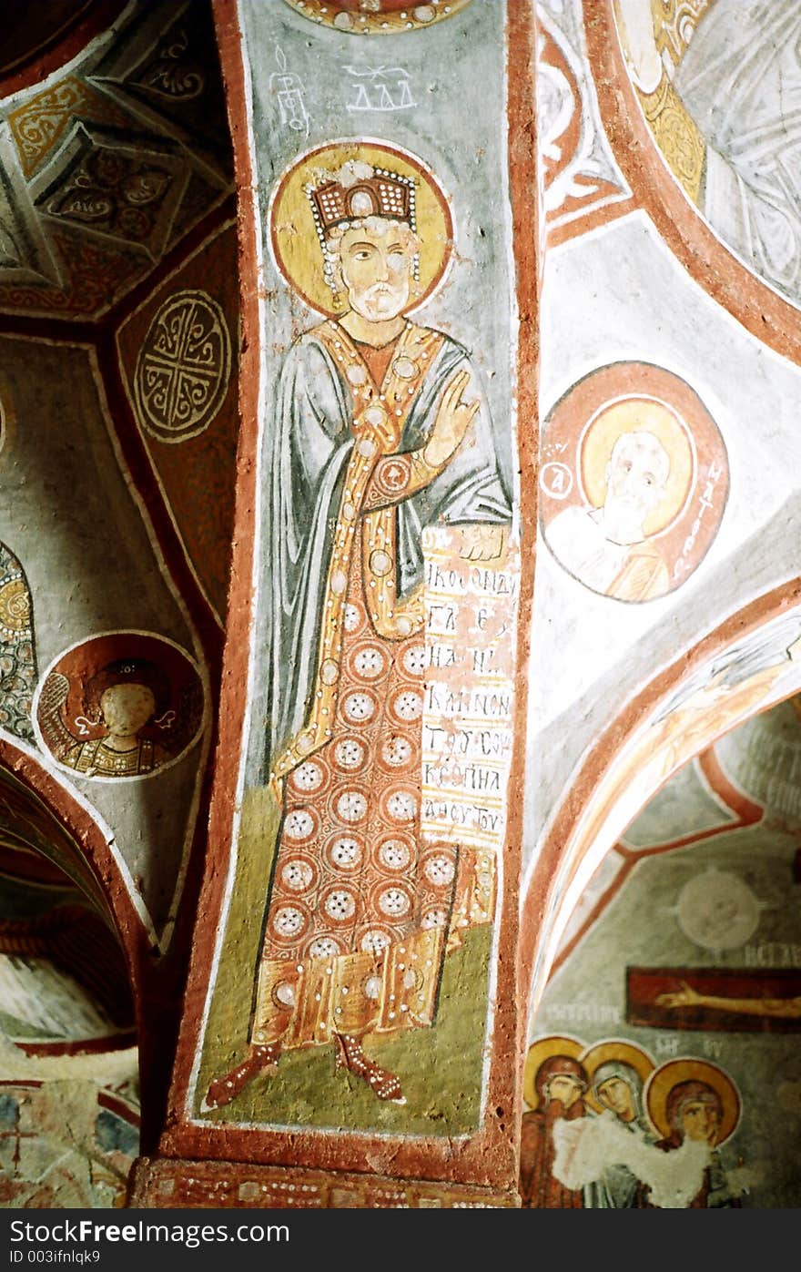 Picture of fresco on the inside of an ancient church in Cappadocia, Turkey. Picture of fresco on the inside of an ancient church in Cappadocia, Turkey