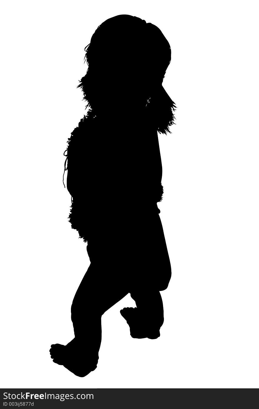 Silhouette With Clipping Path of Woman Standing Looking Over Sho