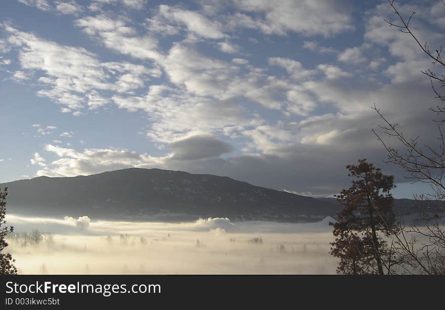 Merritt BC, Canada mountains on a foggy morning. Merritt BC, Canada mountains on a foggy morning