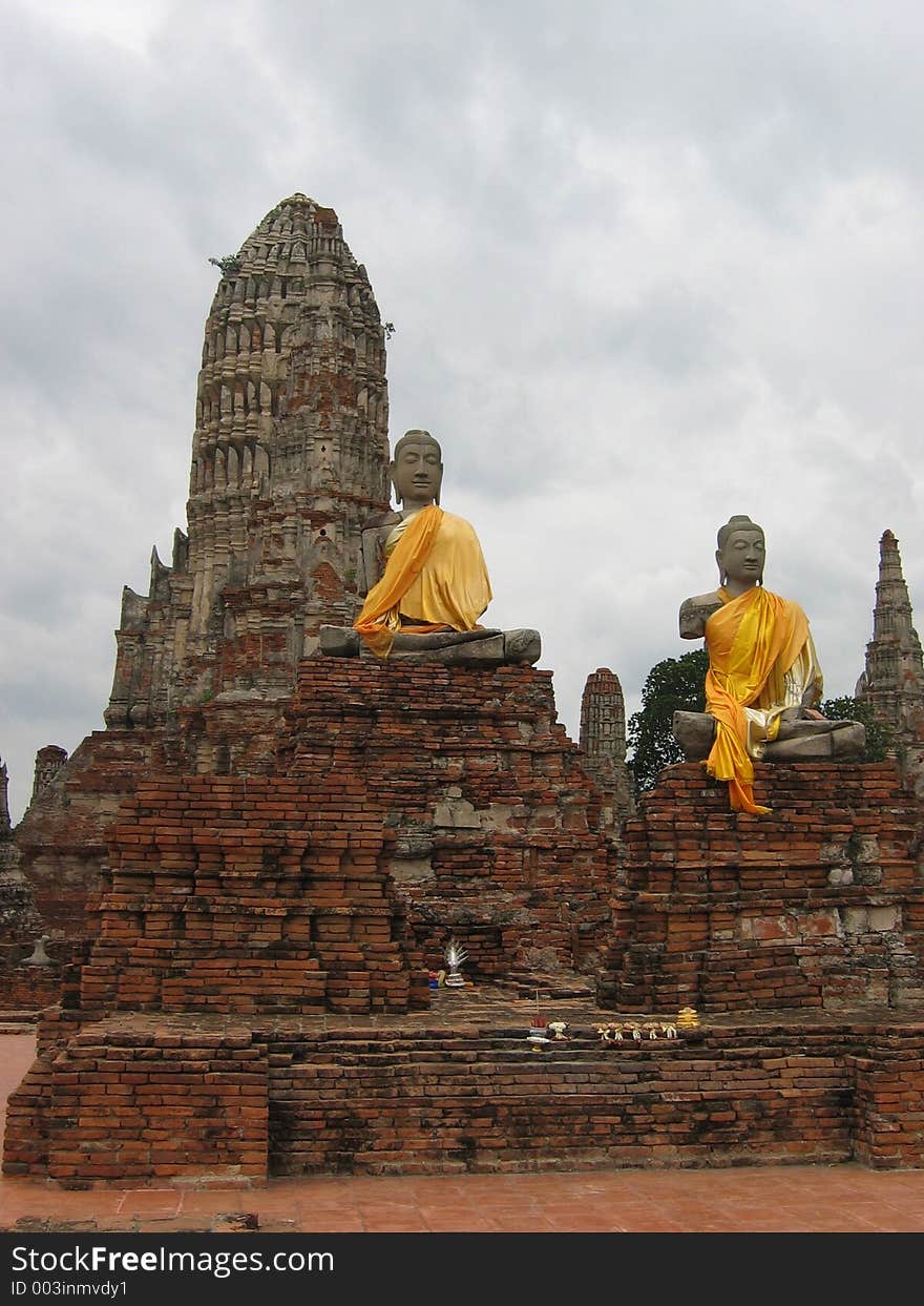 Two seated buddhas. Two seated buddhas