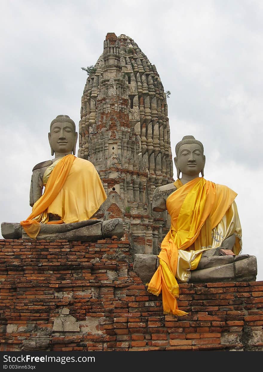 Two Buddhas at Ayutthaya, Thailand. Two Buddhas at Ayutthaya, Thailand