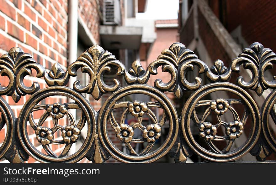 Close-up of an iron gate