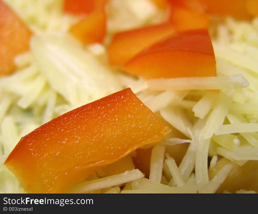 Closeup of peppers and cheese. Closeup of peppers and cheese.