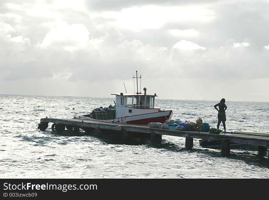 Sea scene at pier