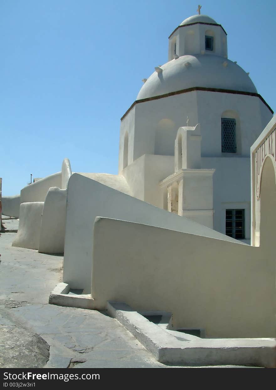 Church on capital Thira. Church on capital Thira