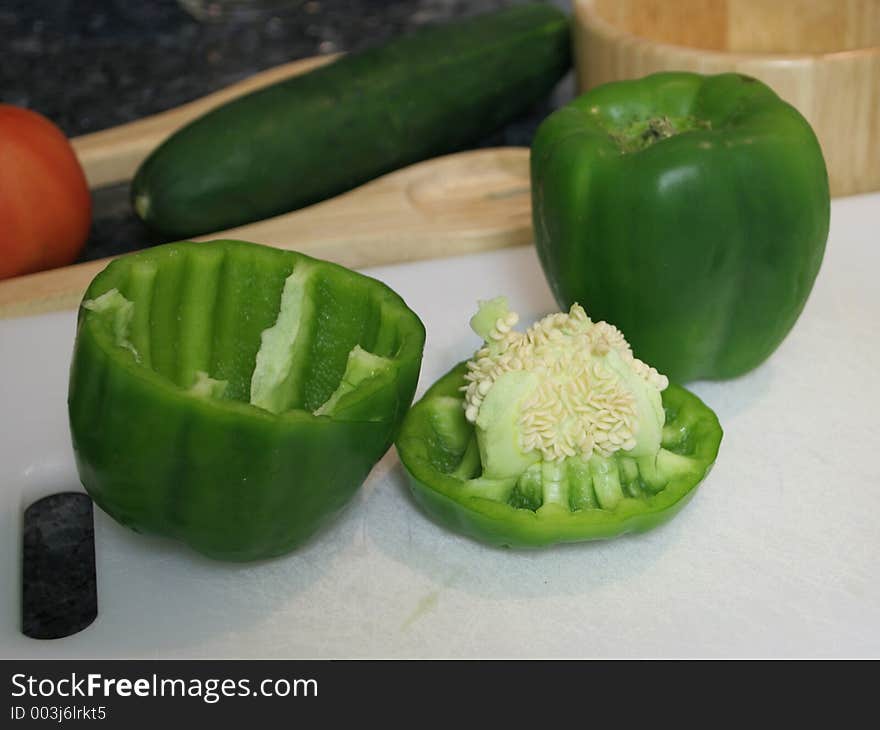 Bell peppers cut in half