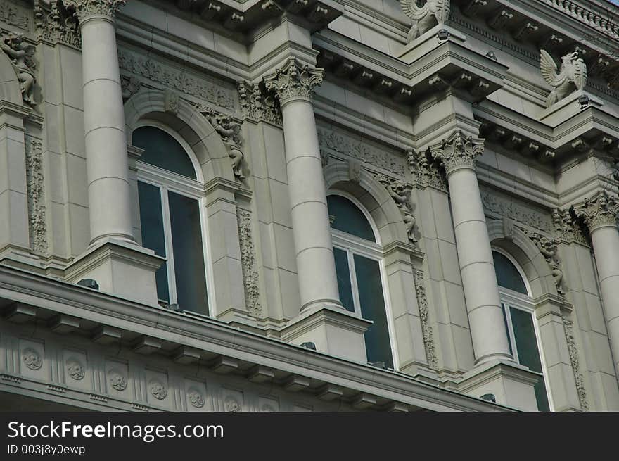 Windows on the building in the town