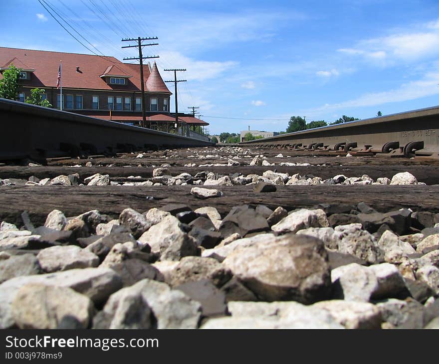 Looking down the train tracks from a bugs view. Looking down the train tracks from a bugs view.