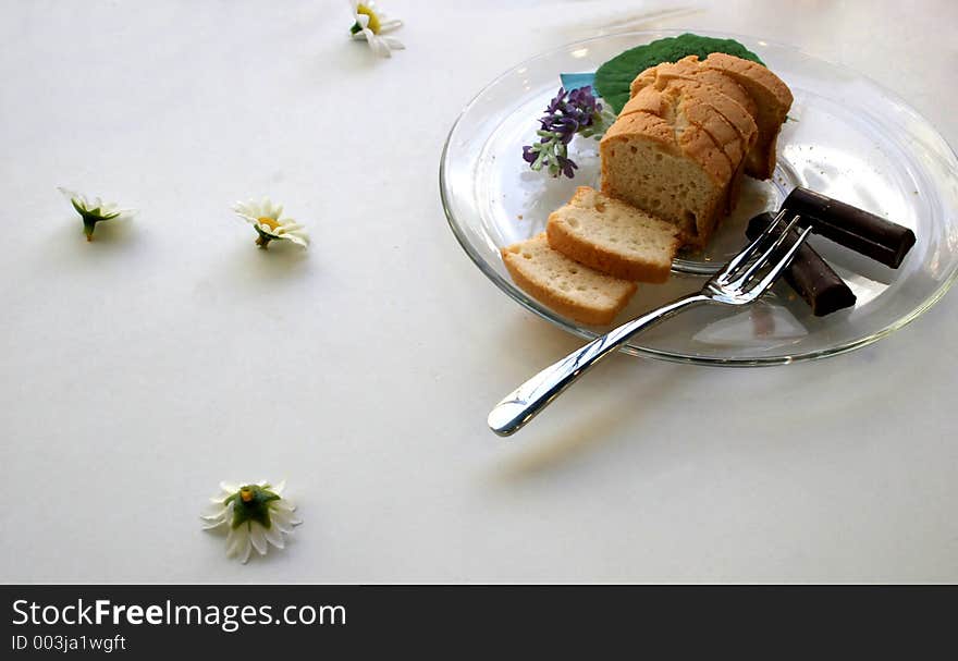 Bread and chocolate on a plate