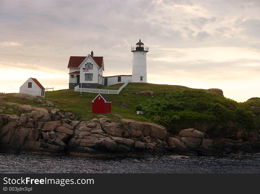 A historic lighthouse on the coast of Maine. A historic lighthouse on the coast of Maine