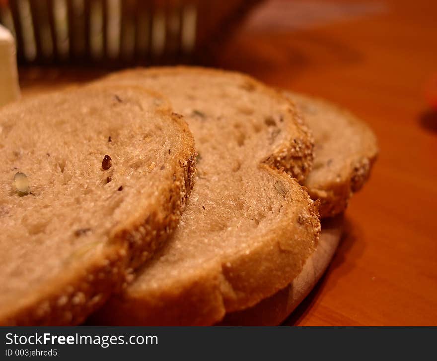 Slices of bread on the table