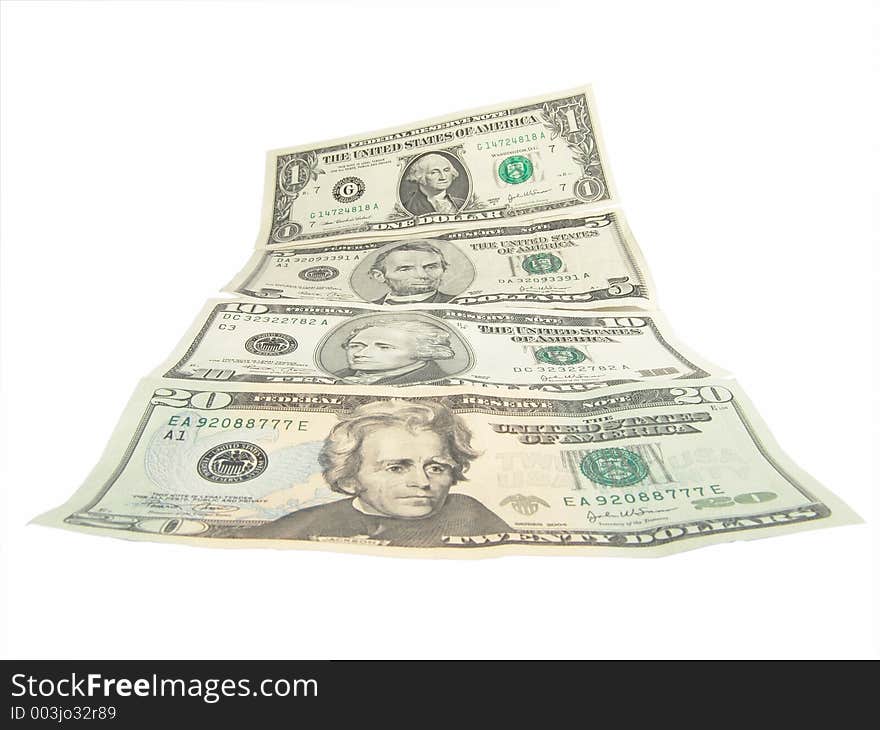 It is a high resolution digital photo of one, five, ten and twenty US dollars, which symbolizes cash, profits, saving and wealth. It is a high resolution digital photo of one, five, ten and twenty US dollars, which symbolizes cash, profits, saving and wealth.