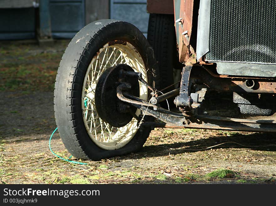 Wheel of vintage car