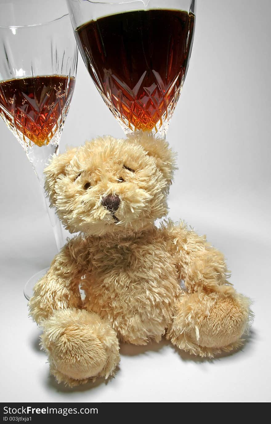 Teddy bear and wine