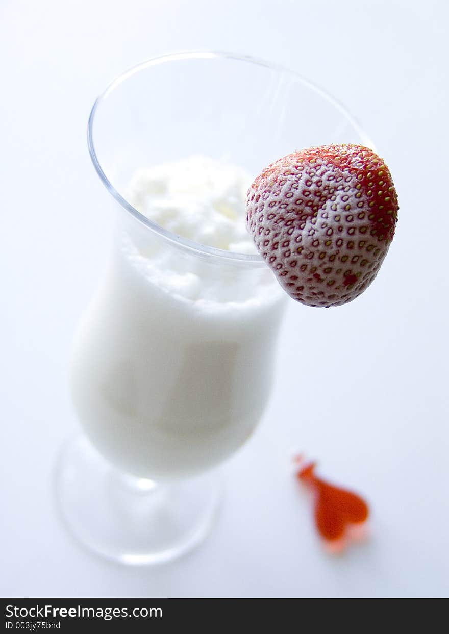 Milky cocktail. When frozen strawberry is melting, frozen heart is also melting for love