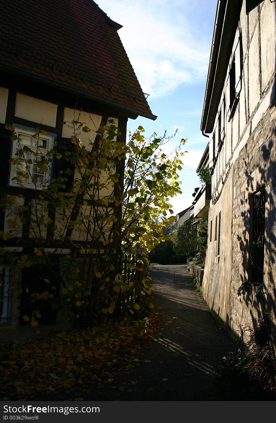 Alley in a small village belonging to a German monastery. Alley in a small village belonging to a German monastery