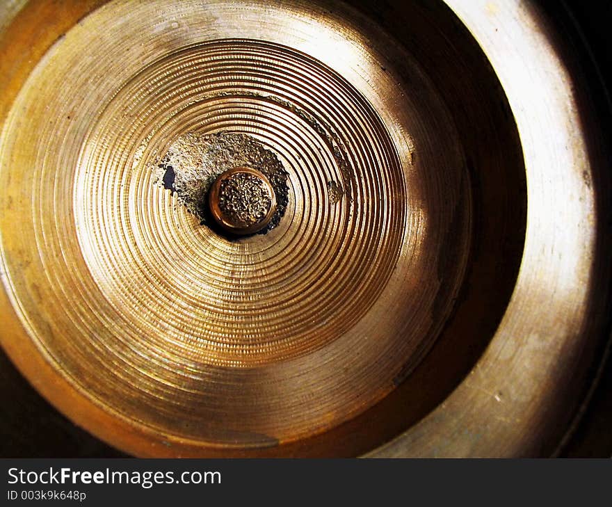 Brass wheel or disc, close-up