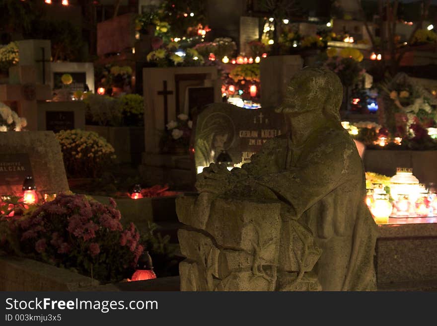 All Saints Day on Polish cementary. All Saints Day on Polish cementary