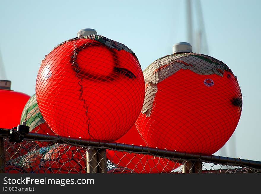 A couple of ball-taps on a boat berthed in the harbour