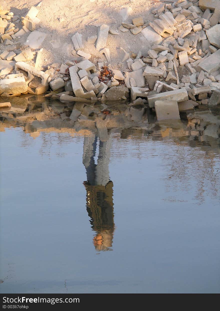 Reflection of a woman in the lake. Reflection of a woman in the lake