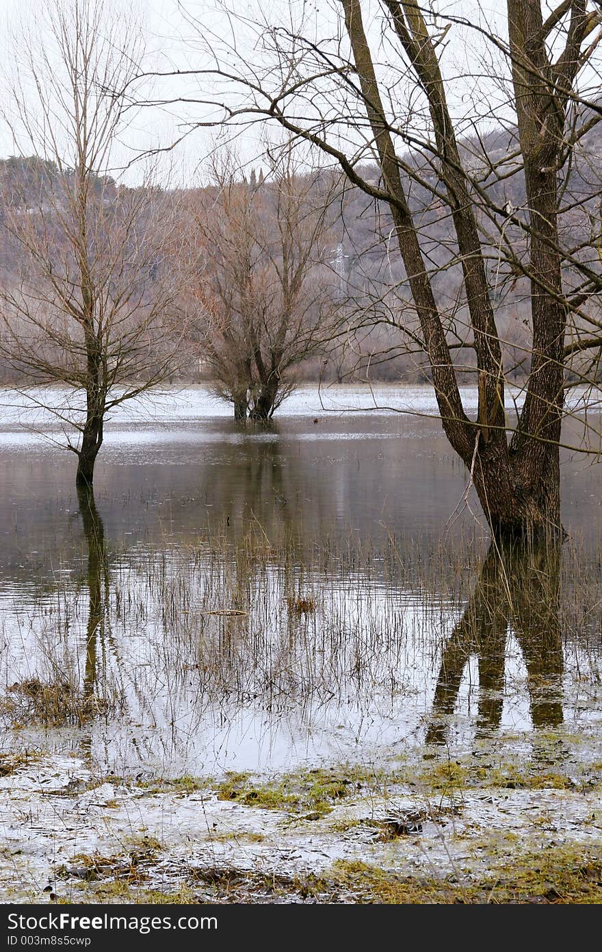 Muddy lake that springs up only after lasting rains. Muddy lake that springs up only after lasting rains