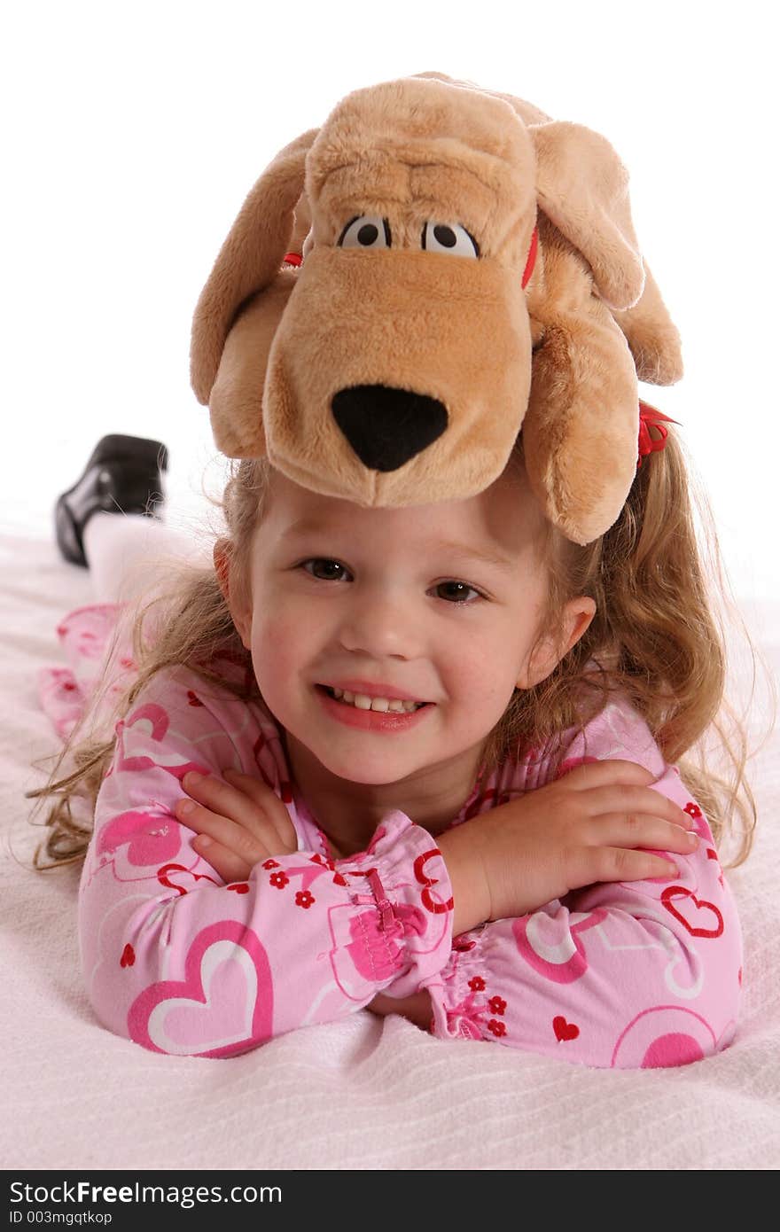 Girl with Dog on head