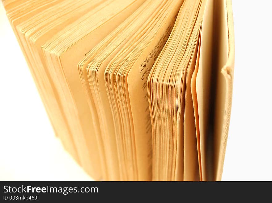 Old yellow book on white background. Old yellow book on white background