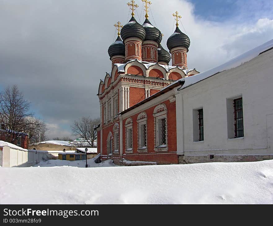 A monument of history and culture. An architectural ensemble of the Is high-Peter monastery. The beginning of construction 17 century (1680). On a photo the Temple in honour of Боголюбской icons of Divine mother and a crypt of boyars Нарышкиных. The photo is made in Moscow (Russia). Original date/time: 2006:03:06. A monument of history and culture. An architectural ensemble of the Is high-Peter monastery. The beginning of construction 17 century (1680). On a photo the Temple in honour of Боголюбской icons of Divine mother and a crypt of boyars Нарышкиных. The photo is made in Moscow (Russia). Original date/time: 2006:03:06.