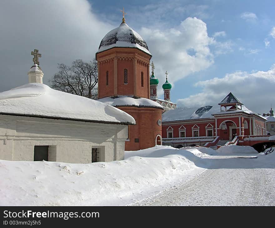 A monument of history and culture. An architectural ensemble of the Is high-Peter monastery. The beginning of construction 17 century (1680). On a photo the Temple in honour of Боголюбской icons of Divine mother and a crypt of boyars Нарышкиных. The photo is made in Moscow (Russia). Original date/time: 2006:03:06. A monument of history and culture. An architectural ensemble of the Is high-Peter monastery. The beginning of construction 17 century (1680). On a photo the Temple in honour of Боголюбской icons of Divine mother and a crypt of boyars Нарышкиных. The photo is made in Moscow (Russia). Original date/time: 2006:03:06.