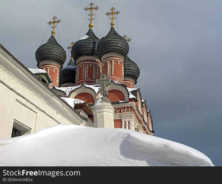 A monument of history and culture. An architectural ensemble of the Is high-Peter monastery. The beginning of construction 17 century (1680). On a photo the Temple in honour of Боголюбской icons of Divine mother. The photo is made in Moscow (Russia). Original date/time: 2006:03:06. A monument of history and culture. An architectural ensemble of the Is high-Peter monastery. The beginning of construction 17 century (1680). On a photo the Temple in honour of Боголюбской icons of Divine mother. The photo is made in Moscow (Russia). Original date/time: 2006:03:06.