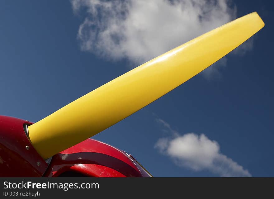 Yellow prop and blue sky. Yellow prop and blue sky