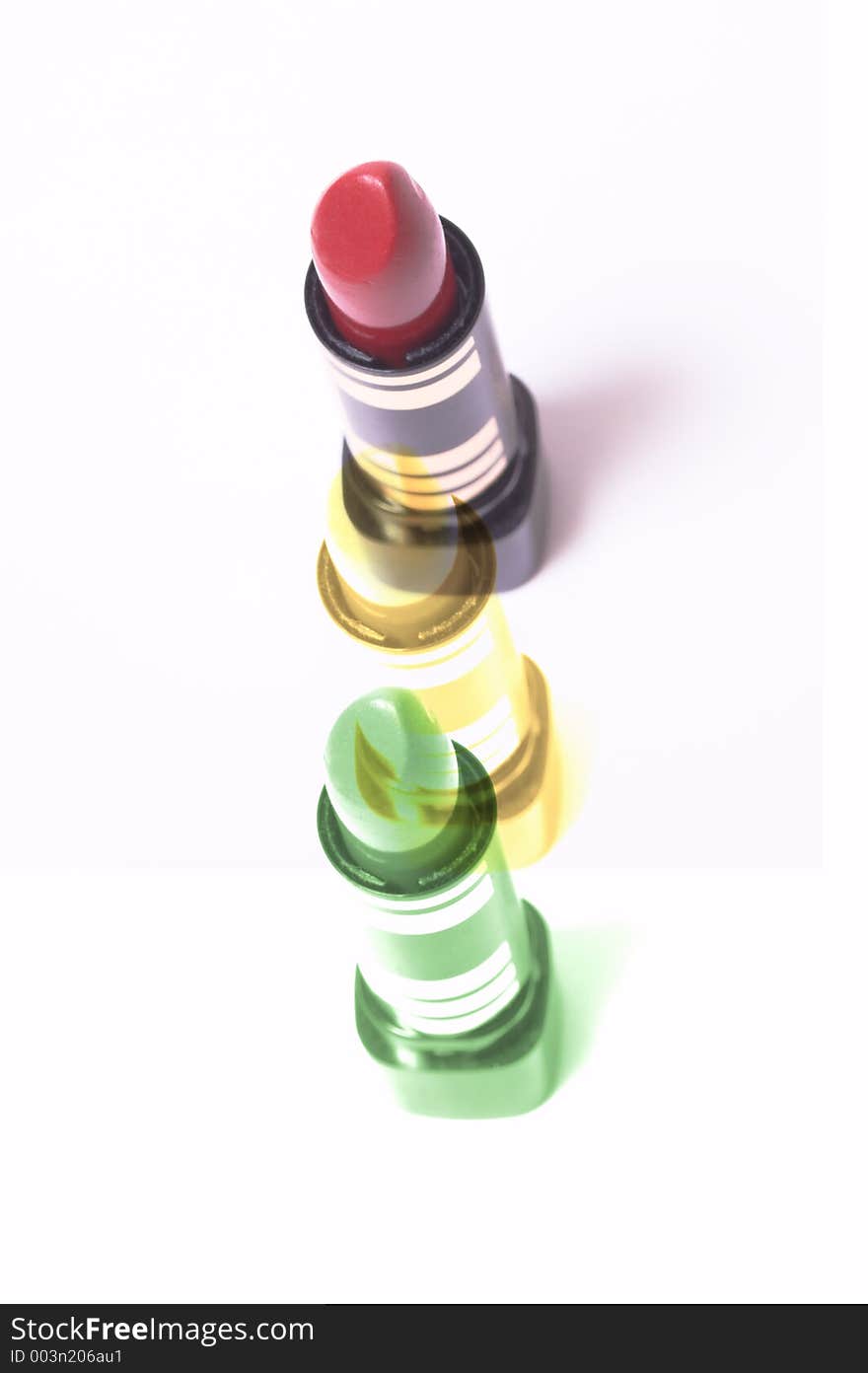 Lipsticks representing traffic light