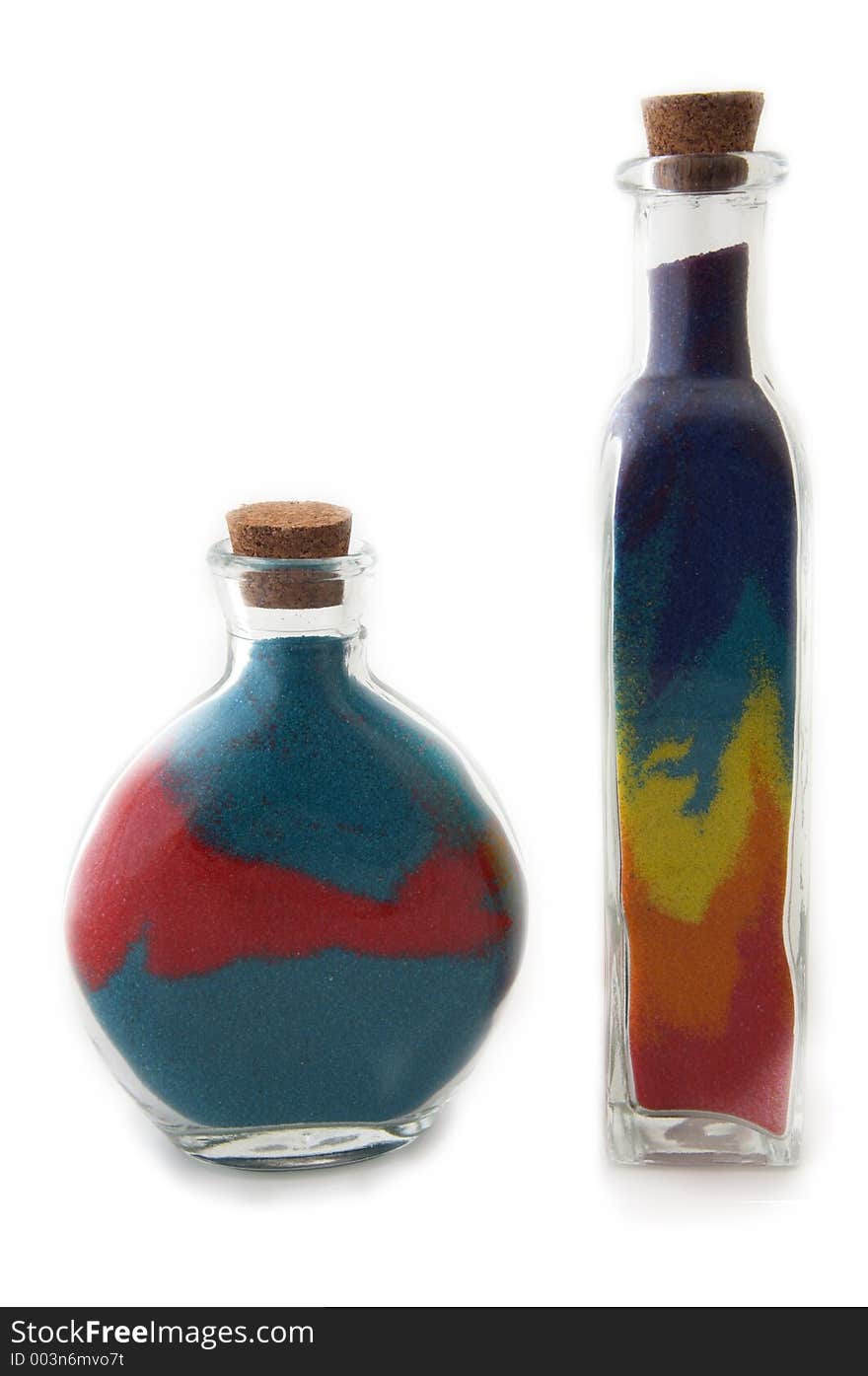 Two Bottles With Colorful Sand