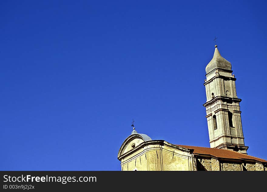 Church and blue sky in Liguria. Church and blue sky in Liguria