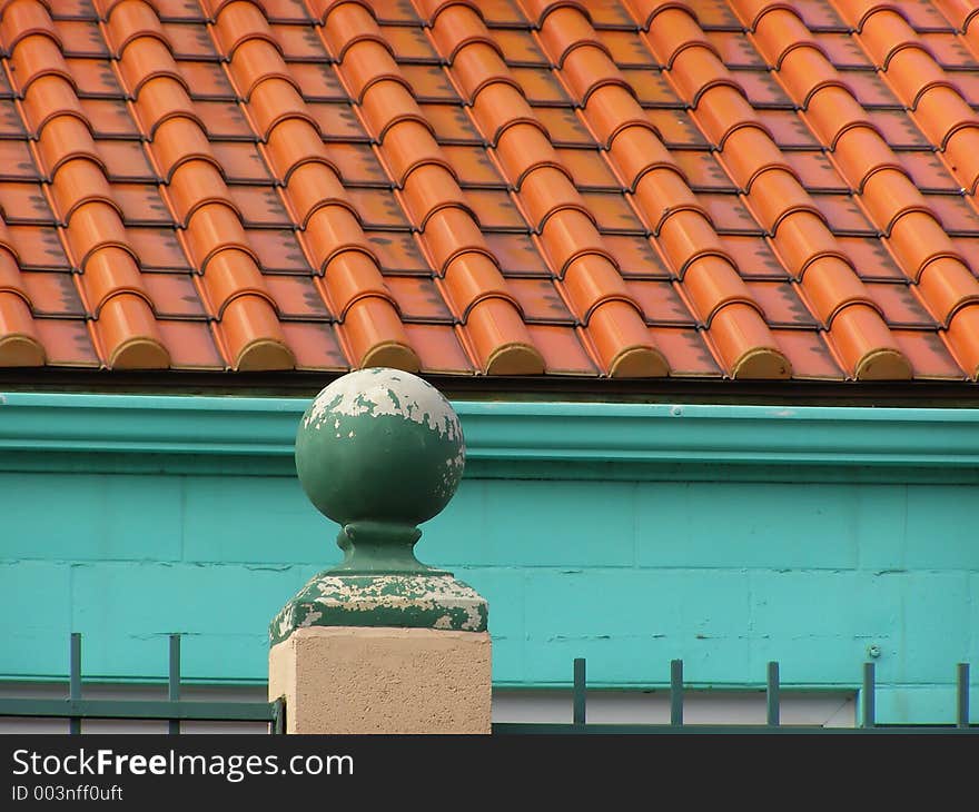 Detail on tropically colored building. Detail on tropically colored building