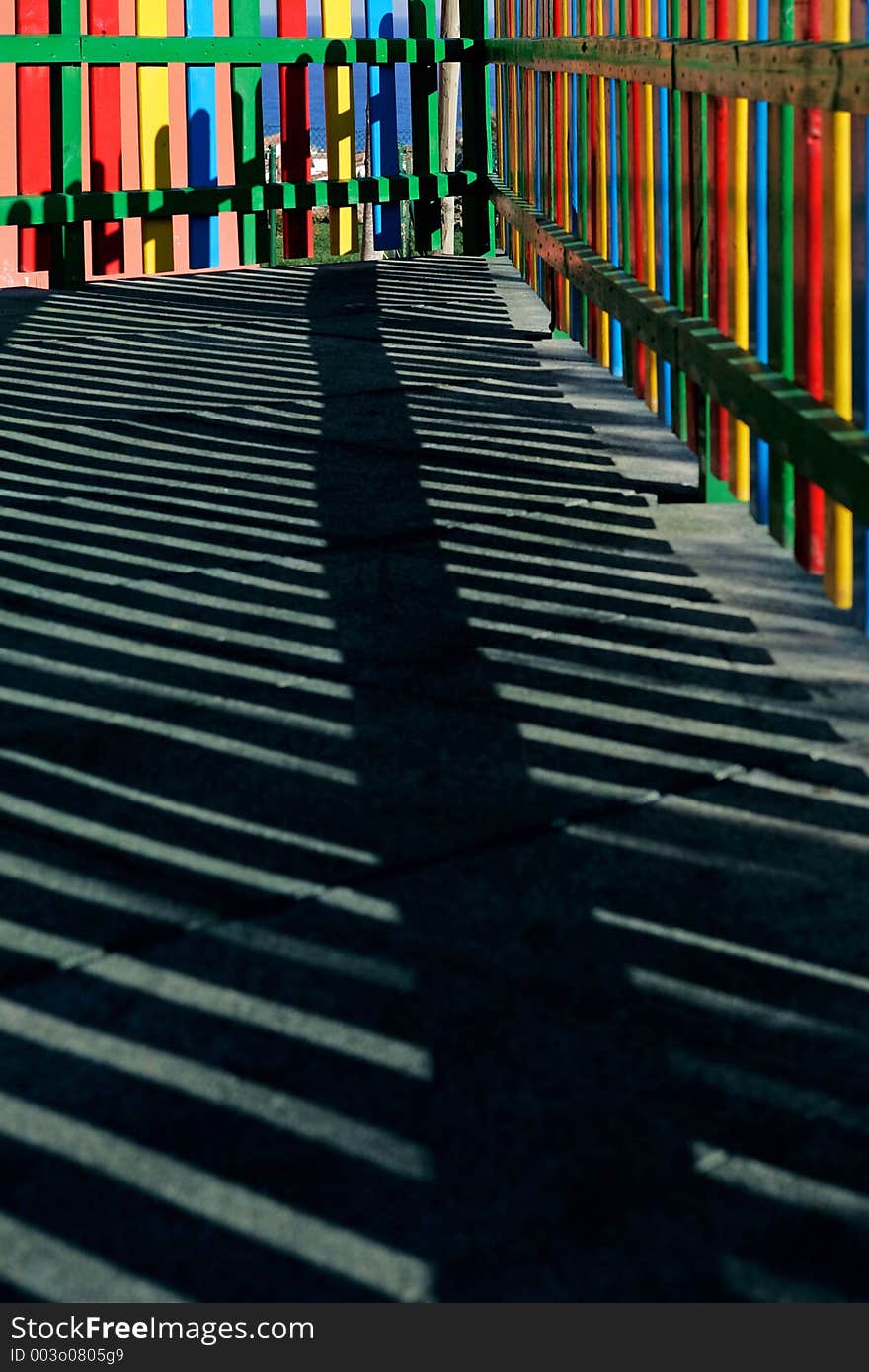 Colour, shapes and shadows in a childrens playground