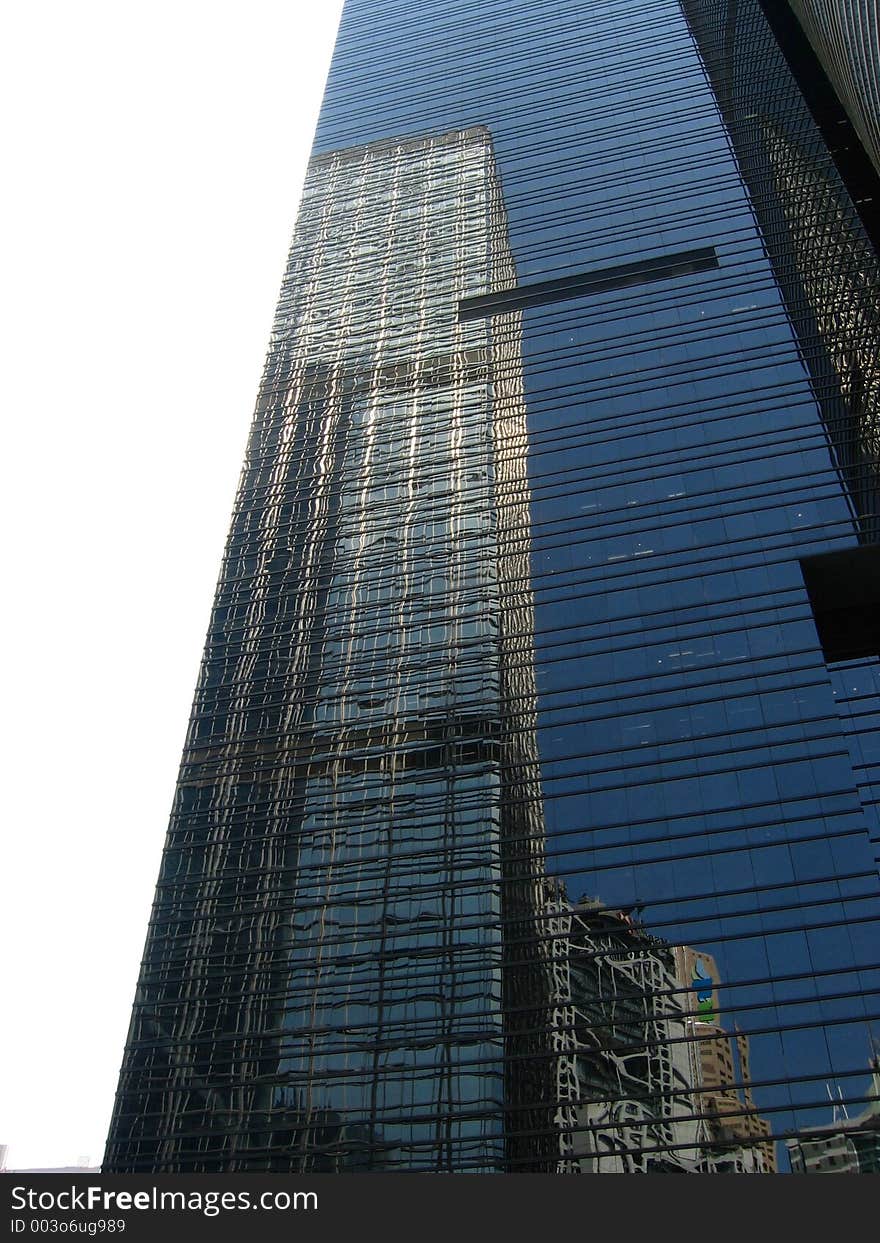 One building reflecting in another. One building reflecting in another