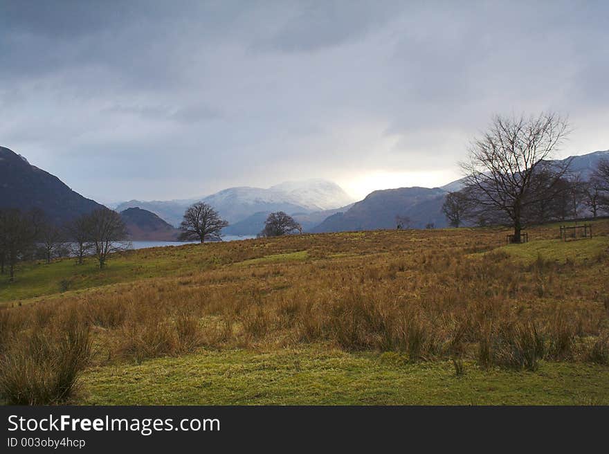 Ullswater in the Lake District National Park, in Cumbria, England.