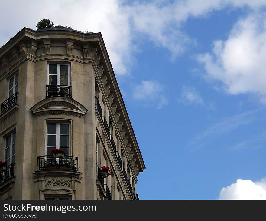 Traditional building in Paris with space copy