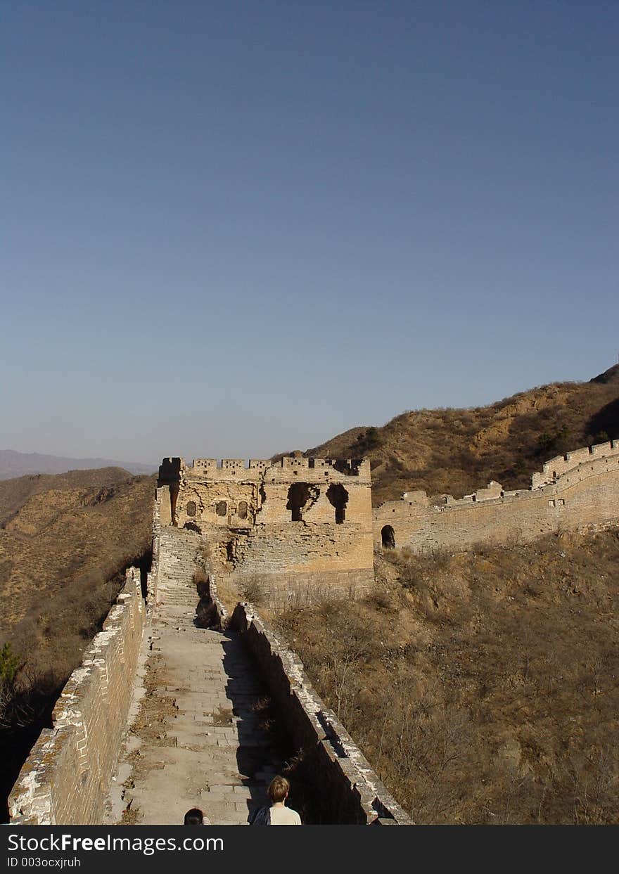 The Great Wall of China, straight to Watch tower, then right 90 degrees on the wall