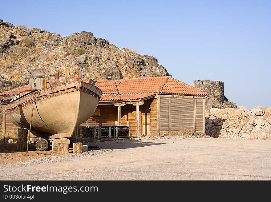 Constructing a ancient wooden vessel. Constructing a ancient wooden vessel.