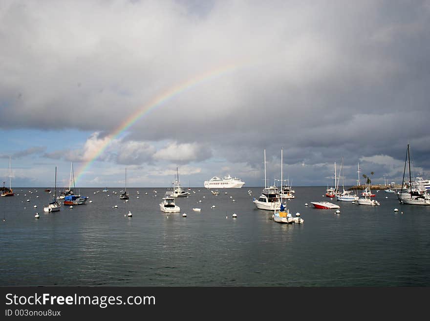 Sailboats under a Rainbow