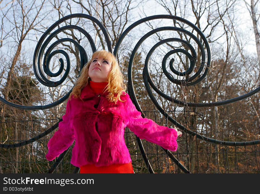 The young girl in a wood. The young girl in a wood