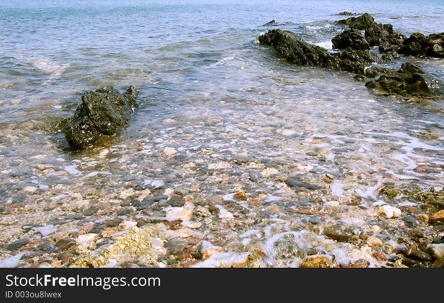 Beach With Rocks Underwater