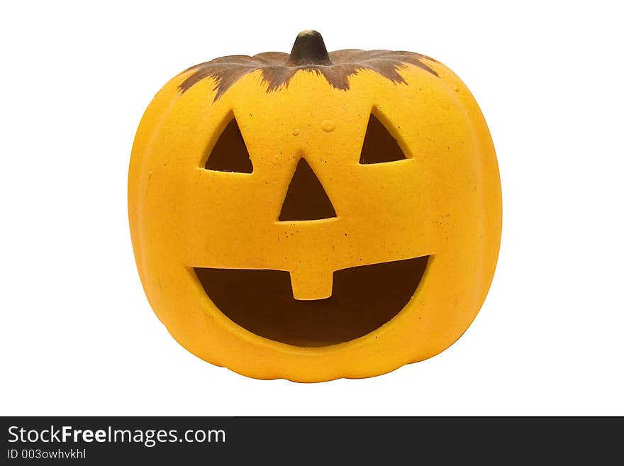 Friendly looking pumpkin. File contains clipping path. Friendly looking pumpkin. File contains clipping path.