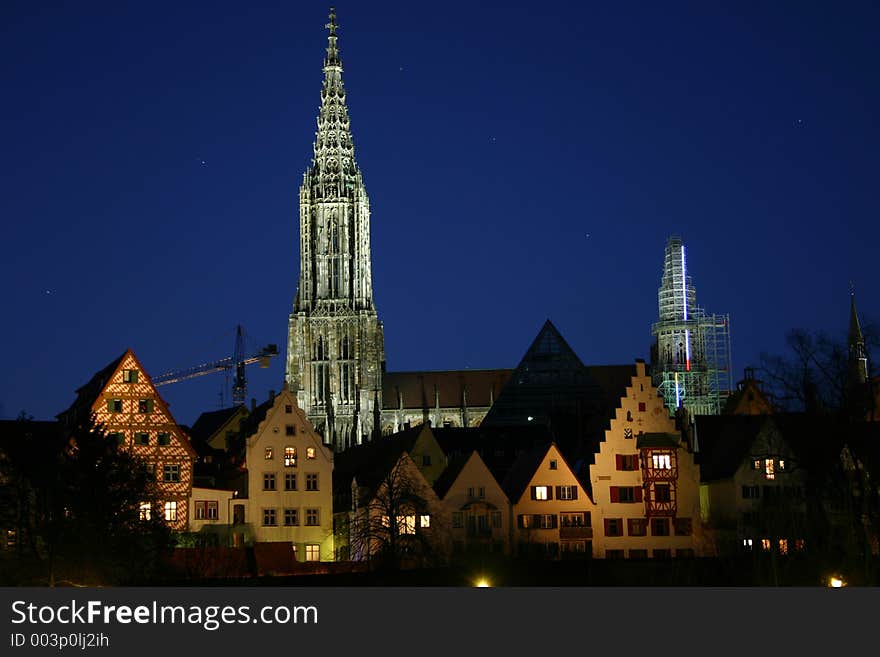 Minstre of ulm at night. Minstre of ulm at night